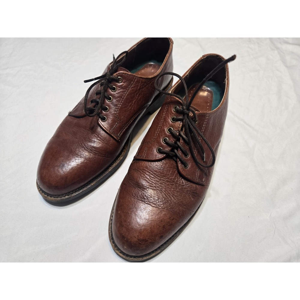 VTG HS Trask Bison Saddle Oxford Mens Sz 9.5N Brown Preppy Leather Derby Shoes